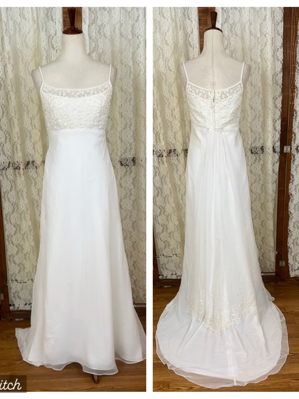 Beautiful Vintage 90s Mori Lee Chiffon Empire Waist Wedding Gown
